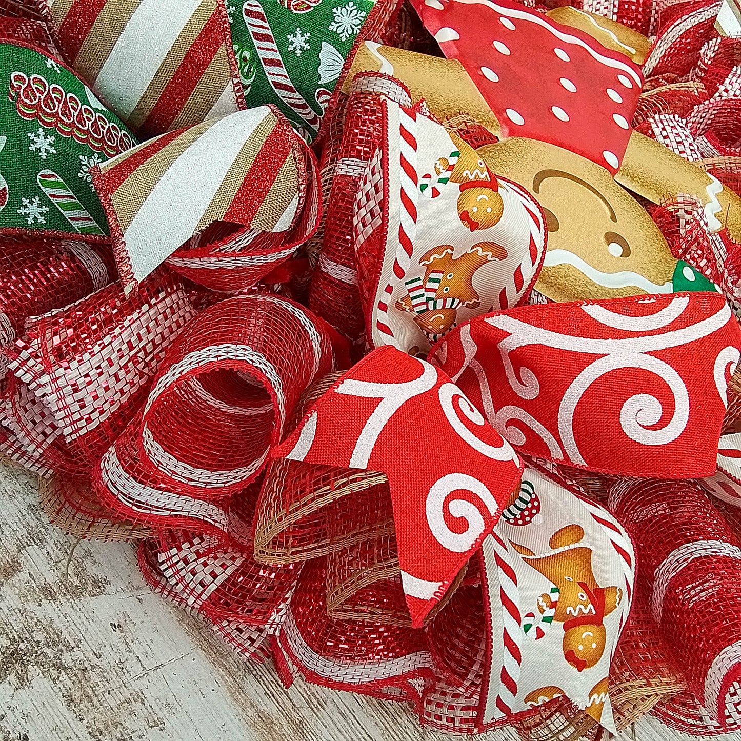 Girl Gingerbread Wreath | Outdoor Christmas Wreath | Mesh Front Door Wreath |