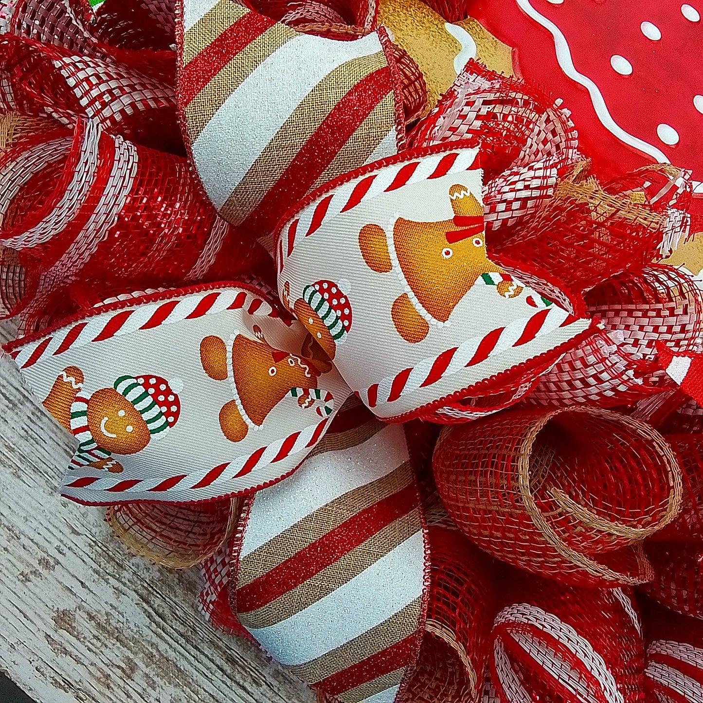Girl Gingerbread Wreath | Outdoor Christmas Wreath | Mesh Front Door Wreath |