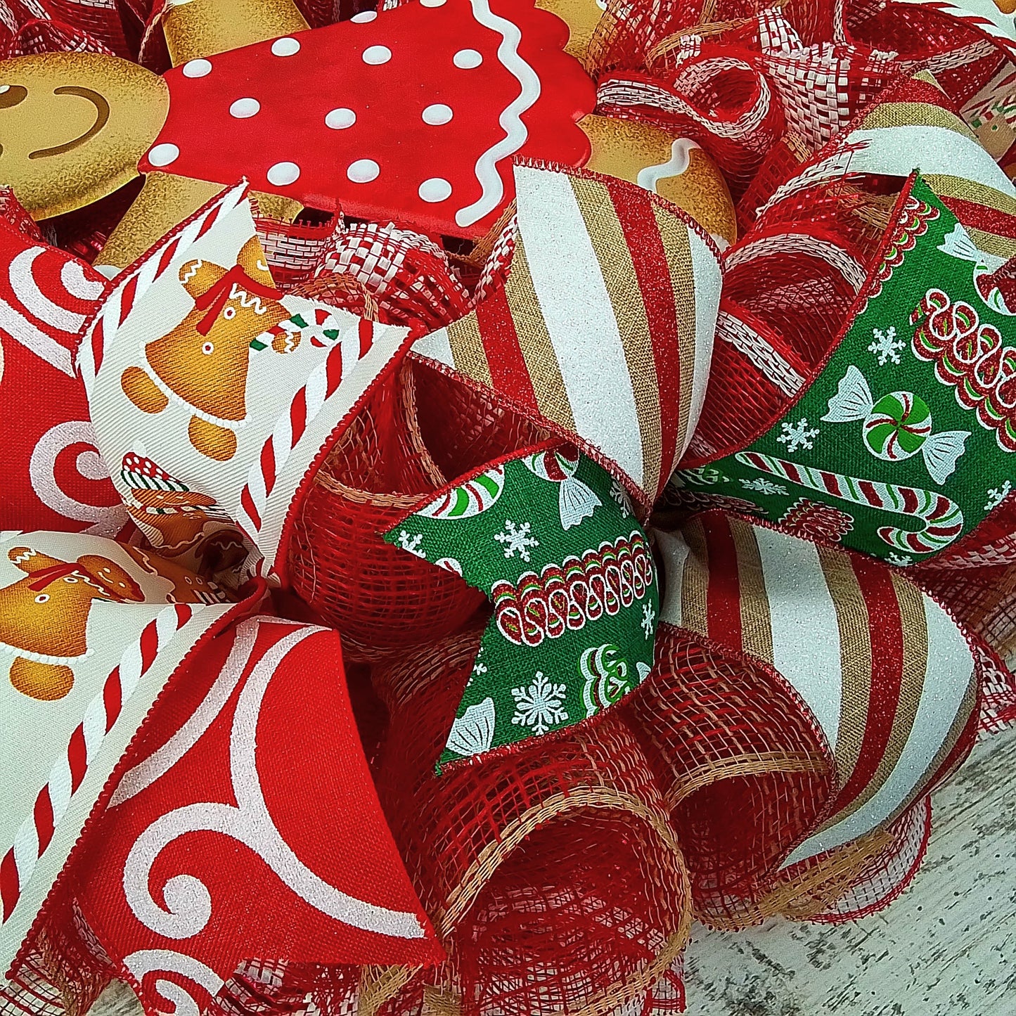 Girl Gingerbread Wreath | Outdoor Christmas Wreath | Mesh Front Door Wreath |