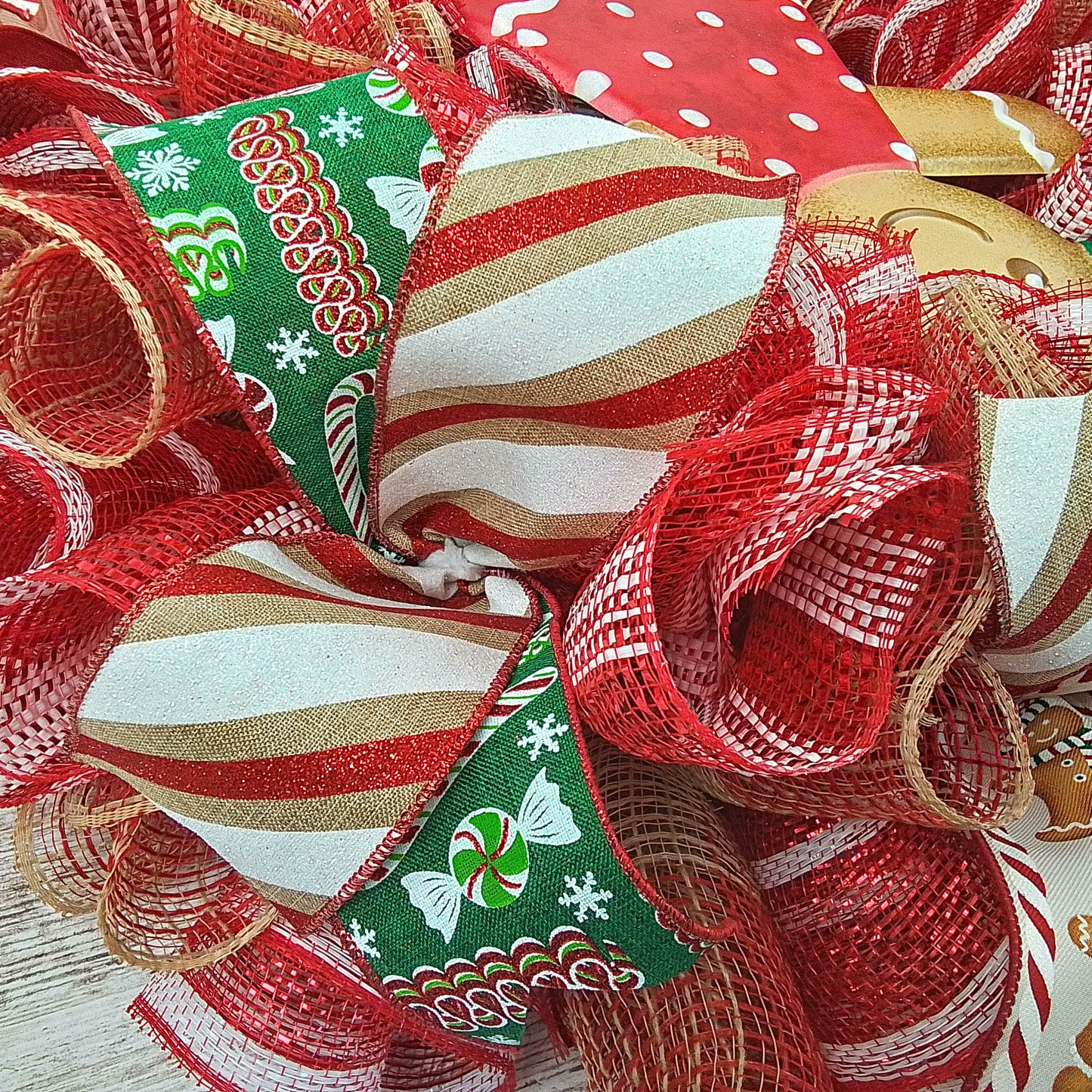 Girl Gingerbread Wreath | Outdoor Christmas Wreath | Mesh Front Door Wreath |