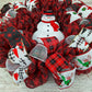 Snowman Wreath - Welcome Buffalo Plaid Christmas Mesh Front Door Wreath
