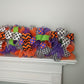 Halloween Garland for Staircase or Mantle - Mantel Decor - Purple Orange Lime Green Black White H2