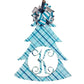 Personalized Monogram Door Hanger, Light Blue Christmas Tree, Festive Holiday Home Decor