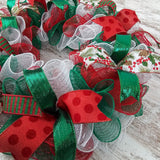 Christmas Wreath | Holiday Mesh Front Door Wreath | Red White Emerald Green