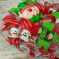 Elf Christmas Front Door Wreath | Holiday Mesh Wreath | Red White Lime Green