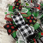 Festive Red, Green & White Christmas Wreath, Seasonal Decor