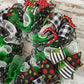 Festive Red, Green & White Christmas Wreath, Seasonal Decor