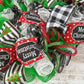 Festive Red, Green & White Christmas Wreath, Seasonal Decor