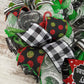 Festive Red, Green & White Christmas Wreath, Seasonal Decor
