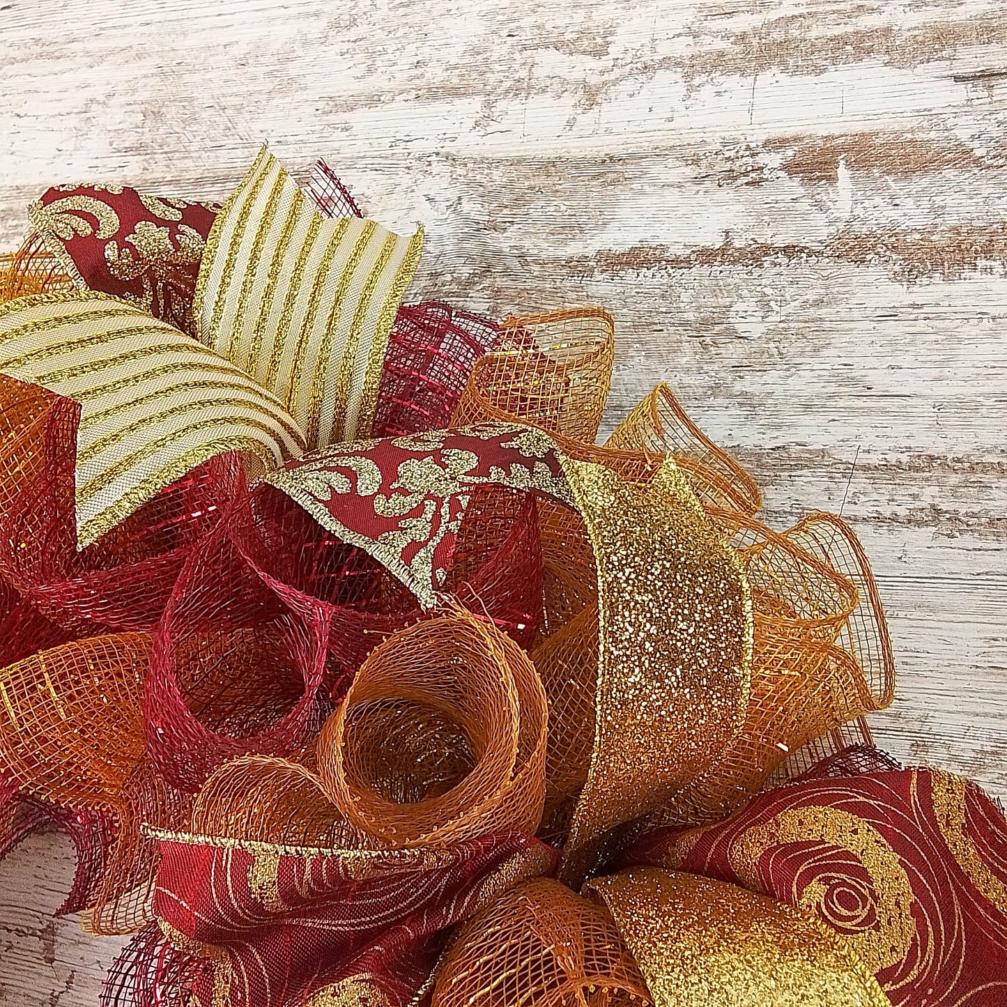 Christmas Door Wreath in Burgundy and Gold | Classic Holiday Elegance