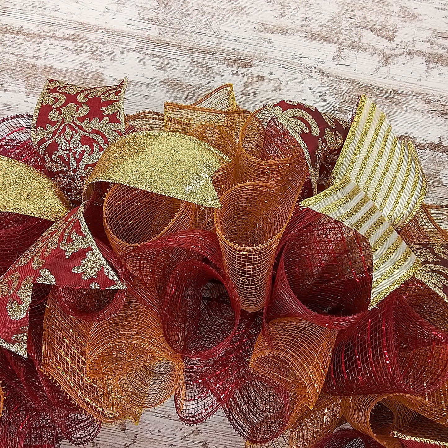 Christmas Door Wreath in Burgundy and Gold | Classic Holiday Elegance