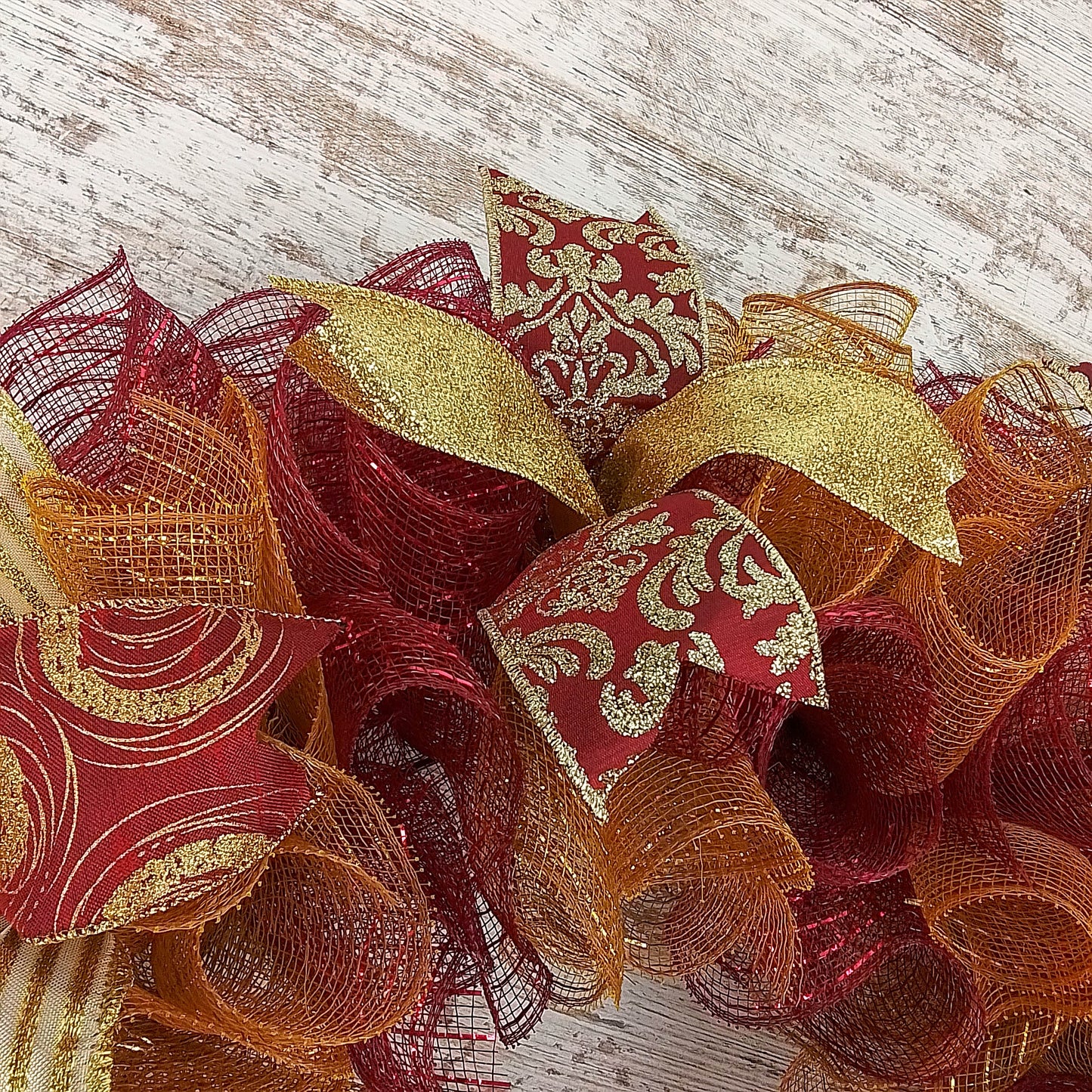 Christmas Door Wreath in Burgundy and Gold | Classic Holiday Elegance