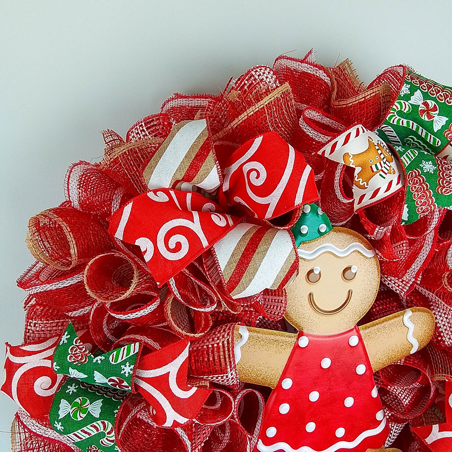 Girl Gingerbread Wreath | Outdoor Christmas Wreath | Mesh Front Door Wreath |