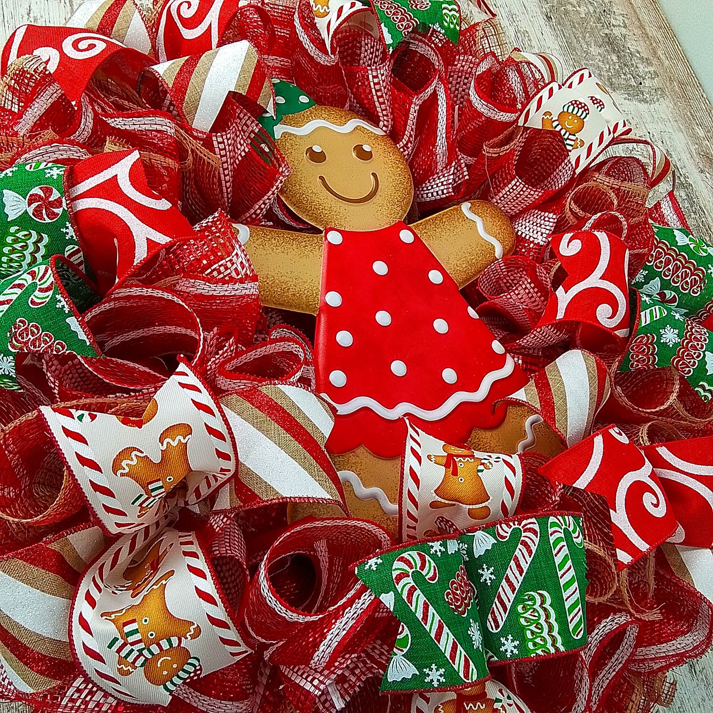 Girl Gingerbread Wreath | Outdoor Christmas Wreath | Mesh Front Door Wreath |