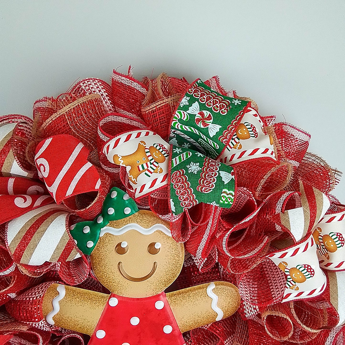 Girl Gingerbread Wreath | Outdoor Christmas Wreath | Mesh Front Door Wreath |