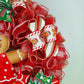 Girl Gingerbread Wreath | Outdoor Christmas Wreath | Mesh Front Door Wreath |