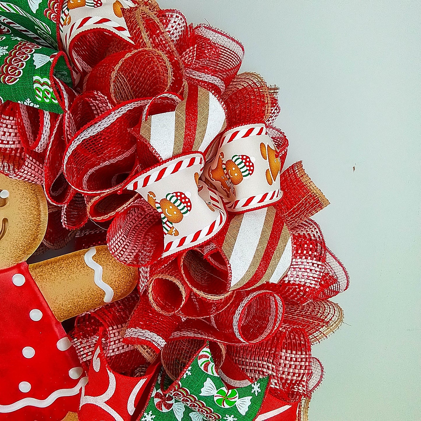 Girl Gingerbread Wreath | Outdoor Christmas Wreath | Mesh Front Door Wreath |