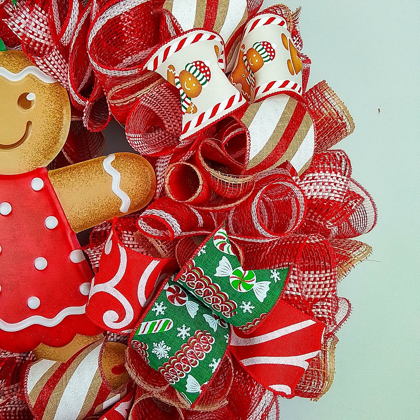Girl Gingerbread Wreath | Outdoor Christmas Wreath | Mesh Front Door Wreath |