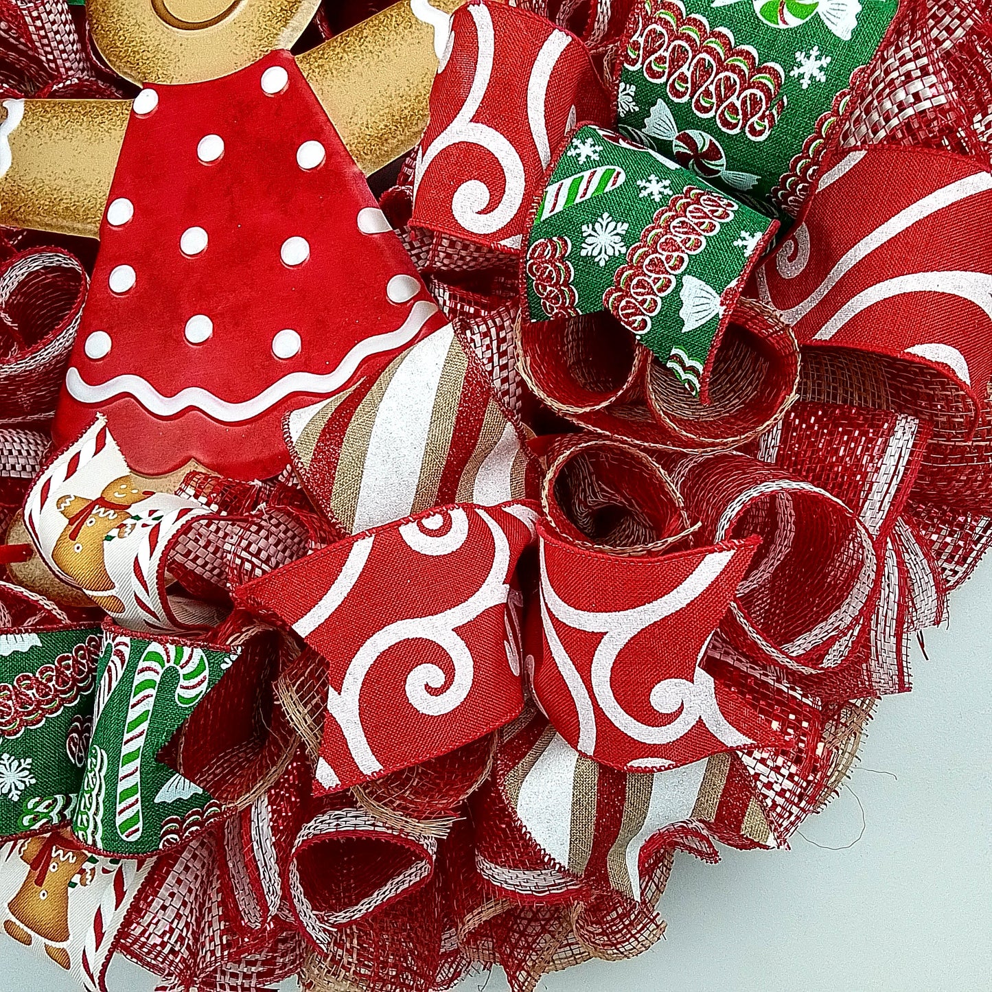 Girl Gingerbread Wreath | Outdoor Christmas Wreath | Mesh Front Door Wreath |