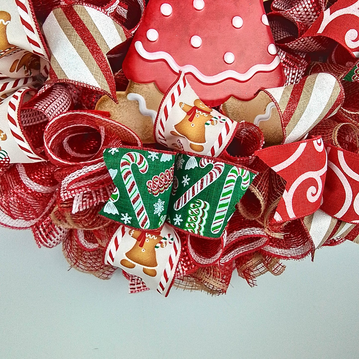 Girl Gingerbread Wreath | Outdoor Christmas Wreath | Mesh Front Door Wreath |