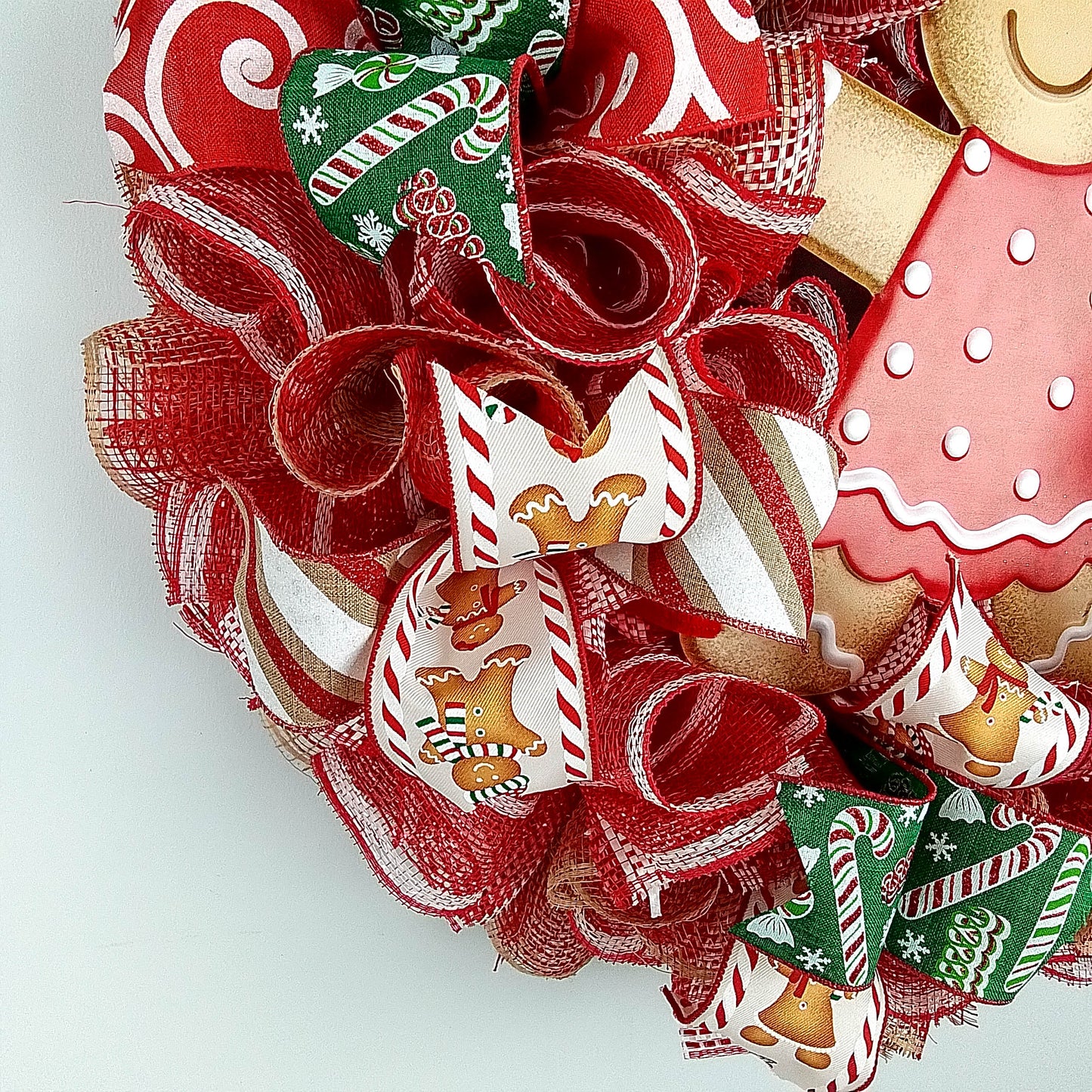 Girl Gingerbread Wreath | Outdoor Christmas Wreath | Mesh Front Door Wreath |