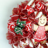 Girl Gingerbread Wreath | Outdoor Christmas Wreath | Mesh Front Door Wreath |
