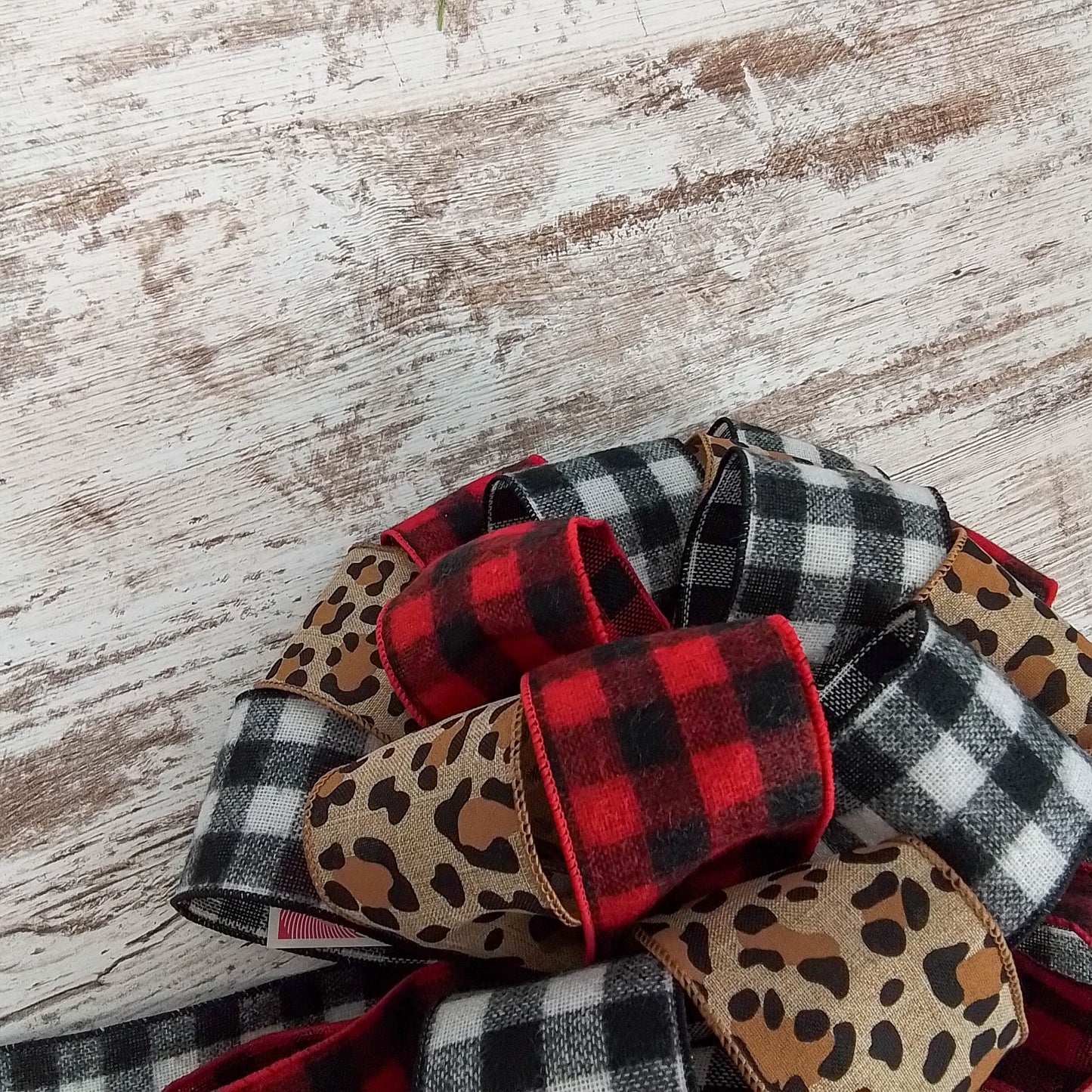 Animal Print Buffalo Plaid Christmas Tree Topper Bow