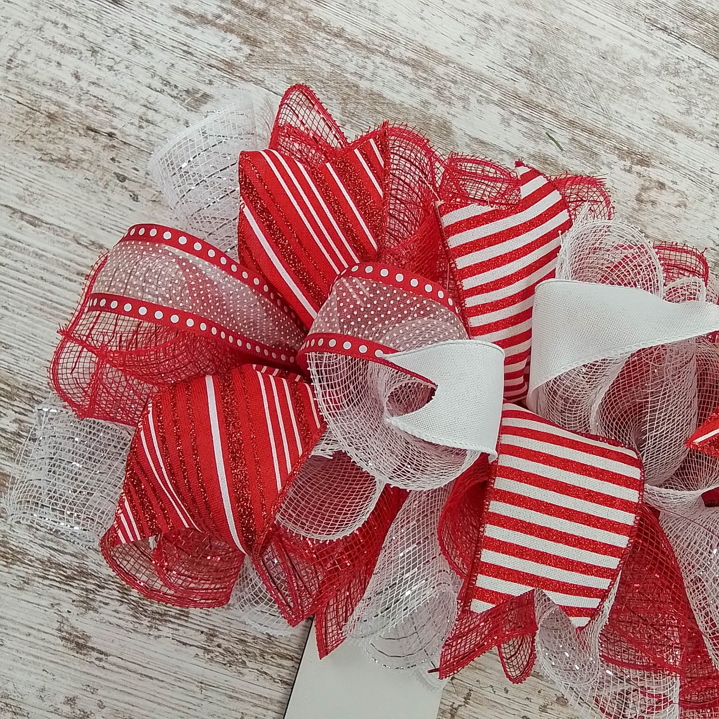 Elf Christmas Skirt Mesh Front Door Wreath | Red White Candy Cane Stripe