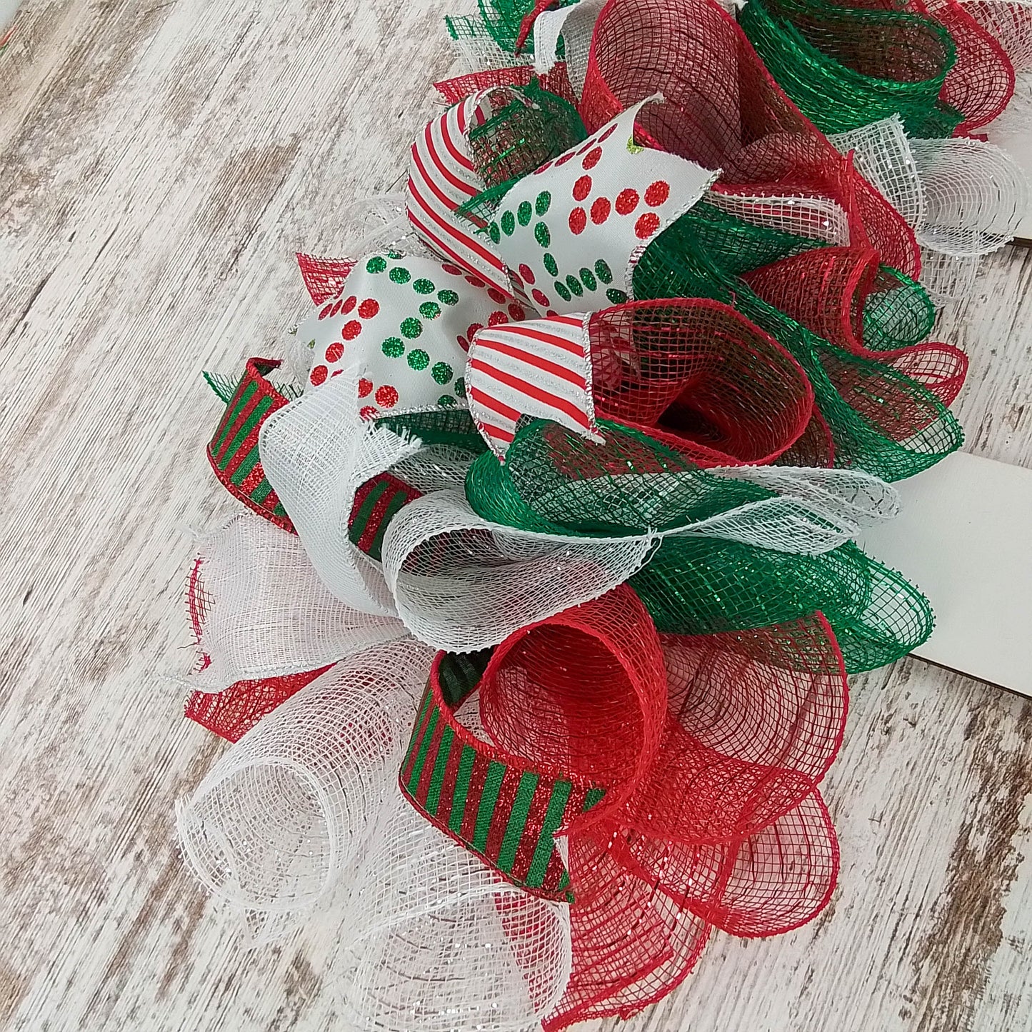 Christmas Elf Skirt and Legs Mesh Wreath | Red White Emerald Green