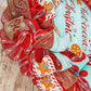 Christmas Cookies Gingerbread Wreath - Outdoor Holiday Wreath - Mesh Front Door Wreath - Turquoise Red Brown White Green