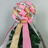 Gold, Silver and Pink Tree Bow, Non-Traditional Christmas Decor, Versatile Indoor/Outdoor Ornament