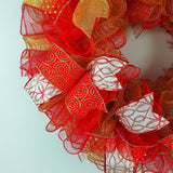 Red and Gold Mesh Christmas Front Door Wreath