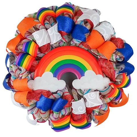 Colorful Rainbow Wreath, Versatile Door Decoration, Bright Ribbon Centerpiece