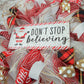 Santa Claus Wreath - Don't Stop Believing Christmas Front Door Wreaths - Outdoor Decor - White Red Black Gold