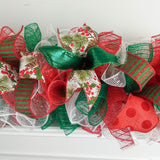 Christmas Garland for Staircase or Mantle - Mantel Decor - Red Emerald White