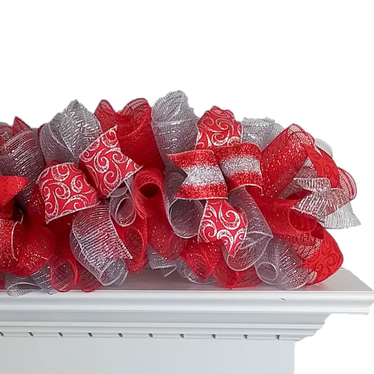 Christmas Tree Topper Bow | Red and Silver Bow | Present Bow