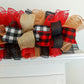 Christmas Garland for Staircase or Mantle - Mantel Decor - Red Black Burlap