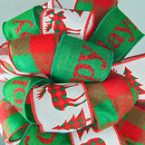 Full Bow Christmas Tree Topper - Gift Present Bow - Tree Bow | Red Emerald Green White