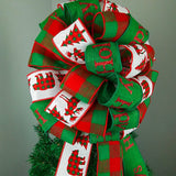 Full Bow Christmas Tree Topper - Gift Present Bow - Tree Bow | Red Emerald Green White