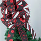 Red Black White Christmas Tree Bow Topper | Buffalo Plaid Tree Bow