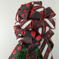 Red Black White Christmas Tree Bow Topper | Buffalo Plaid Tree Bow