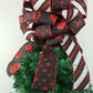 Red Black White Christmas Tree Bow Topper | Buffalo Plaid Tree Bow