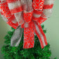 Christmas Tree Topper Bow | Red and Silver Bow | Present Bow