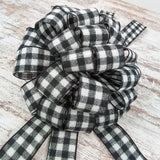 Buffalo Check Bow Christmas Tree Toppers | Black White Plaid with Tails