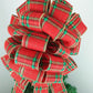 Tartan Plaid Red Green Gold Bow Tree Topper - Christmas Tree Bow - Big Present Gift Box Bow