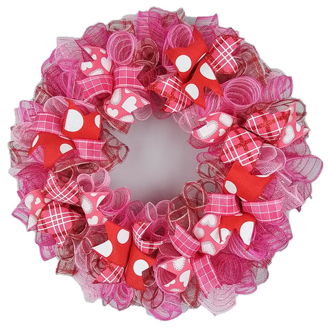 Valentine's Day Wreath - Valentine;s Mesh Door Wreath - Valentine Wreath