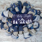 O Holy Night Jesus Christmas Wreath - Church Christian Religious Front Door Wreath - Navy Ivory White Burlap Farmhouse