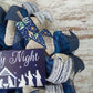 O Holy Night Jesus Christmas Wreath - Church Christian Religious Front Door Wreath - Navy Ivory White Burlap Farmhouse