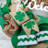 St Patricks Welcome Wreath - Saint Patrick's Porch Decor - Clover Door Decorations