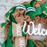 St Patricks Welcome Wreath - Saint Patrick's Porch Decor - Clover Door Decorations